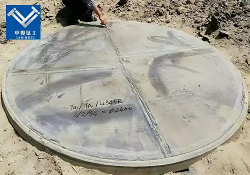 Tantalum steel clad pipe plate