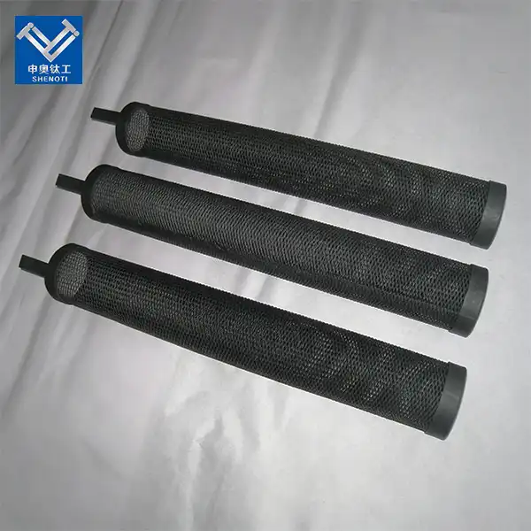 Ânodo cilíndrico de malha de titânio para descalcificação de água circulante